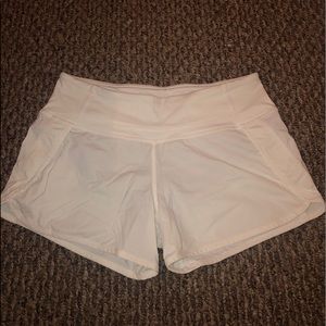 White lululemon speed up shorts